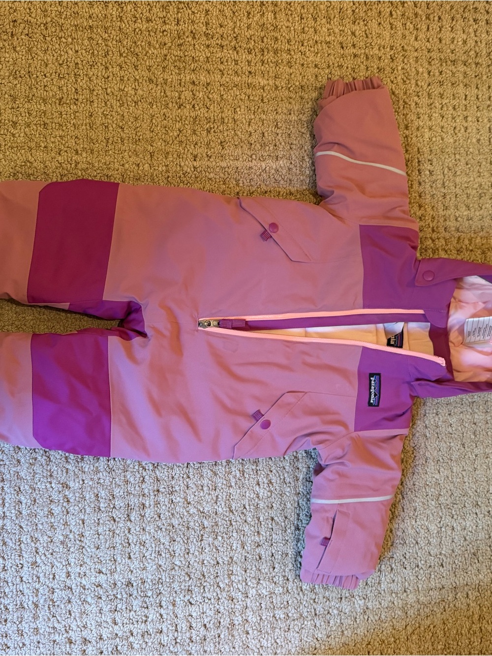 Patagonia Kids Pink and Magenta One-Piece snowsuit